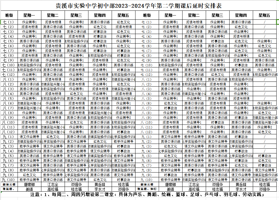贵溪市实验中学初中部2023-2024学年第二学期课后延时安排表.png